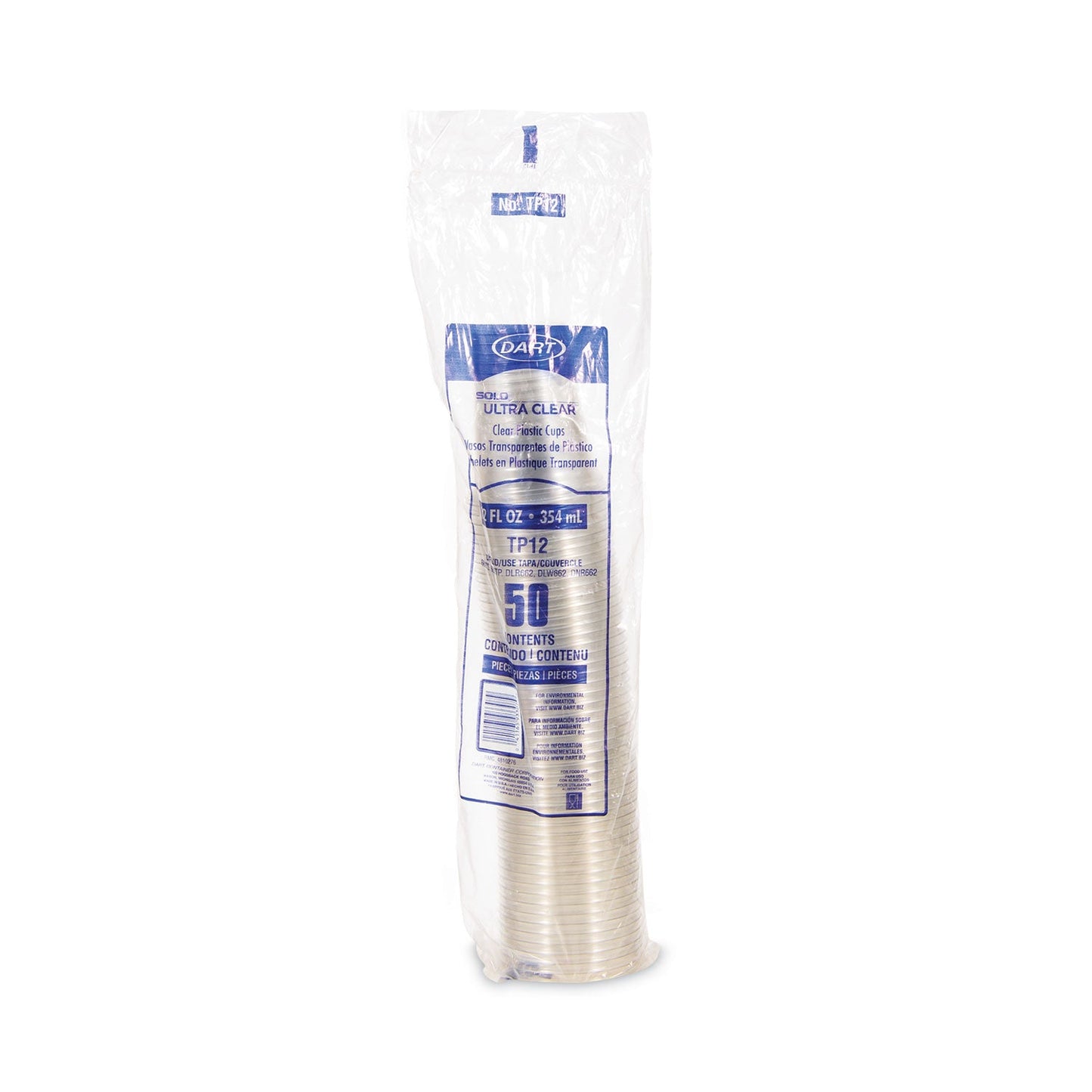 Dart Ultra Clear PET Cups, 12 oz to 14 oz, Practical Fill, 50/Pack