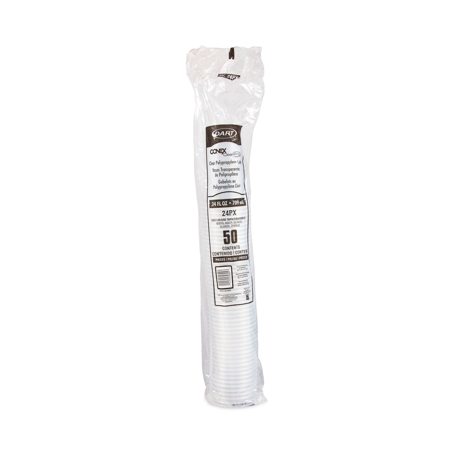 Dart Conex Clear Cold Cups, 24 oz, 50/Bag, 12 Bags/Carton