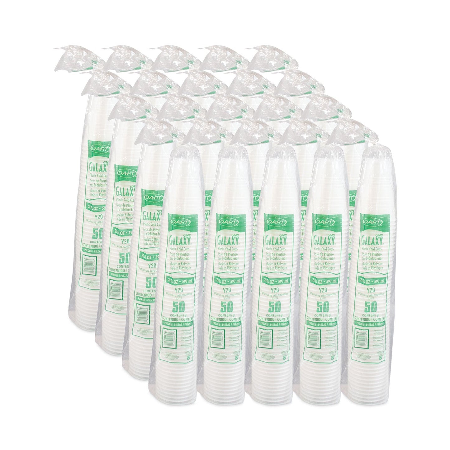 Dart High-Impact Polystyrene Cold Cups, 20 oz, Translucent, 1,000/Carton