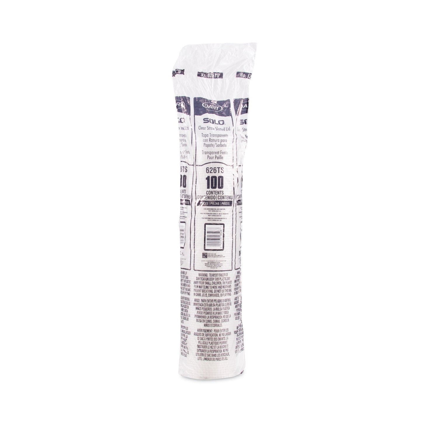 Dart PETE Flat Straw-Slot Cold Cup Lids, Fits 16 oz to 24 oz, Clear, 100/Pack