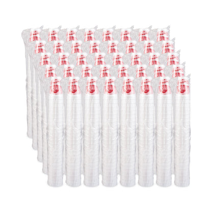 Dart Horizon Hot/Cold Foam Drinking Cups, 16 oz, Printed, Cranberry/White, 25/Bag, 40 Bags/Carton