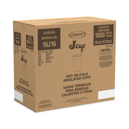 Dart Horizon Hot/Cold Foam Drinking Cups, 16 oz, Printed, Cranberry/White, 25/Bag, 40 Bags/Carton
