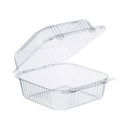 Dart StayLock Clear Hinged Lid Containers, 6.5 x 6.1 x 3, Clear, Plastic, 125/Pack, 4 Packs/Carton
