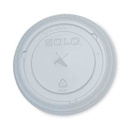 Dart PETE Flat Straw-Slot Cold Cup Lids, Fits 16 oz to 24 oz, Clear, 100/Pack