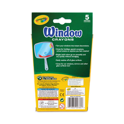 Crayola Washable Window Crayons, Assorted Colors, 5/Set