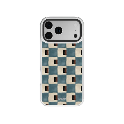 Terra Teal | Teal & Brown Checkered iPhone Case