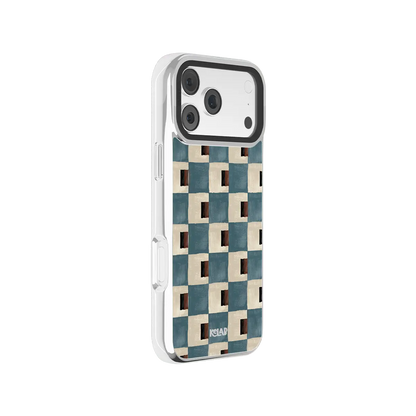 Terra Teal | Teal & Brown Checkered iPhone Case