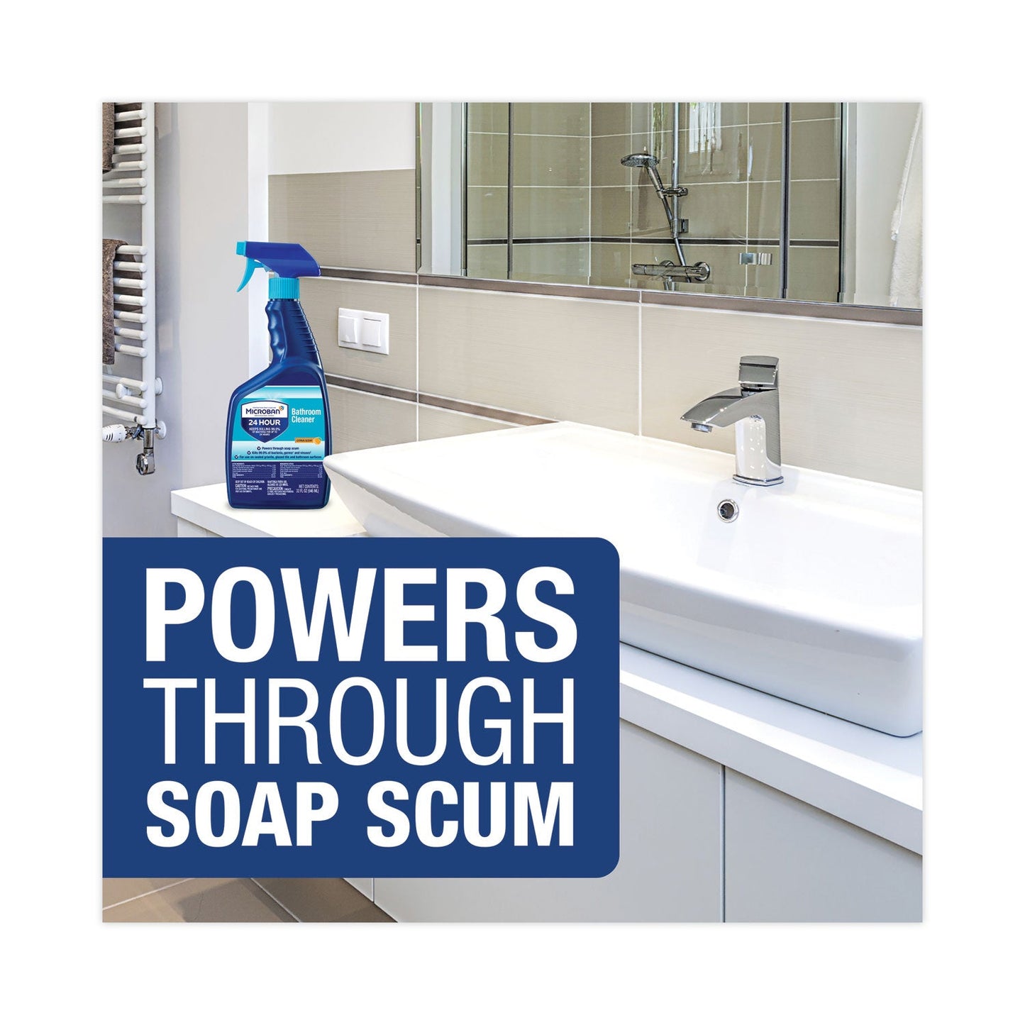 Microban 24-Hour Disinfectant Bathroom Cleaner, Citrus, 32 oz Spray Bottle