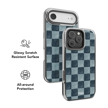 Marine Check | Navy Blue Checkered iPhone Case