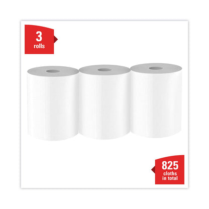 WypAll X70 Cloths, Center-Pull, 9.8 x 12.2, White, 275/Roll, 3 Rolls/Carton