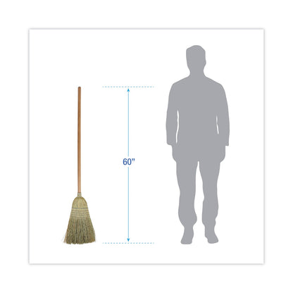 Boardwalk 100% Corn Brooms, 60" Overall Length, Natural, 6/Carton