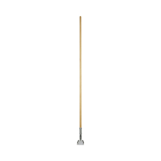 Boardwalk Clip-On Dust Mop Handle, Lacquered Wood, Swivel Head, 1" dia x 60", Natural