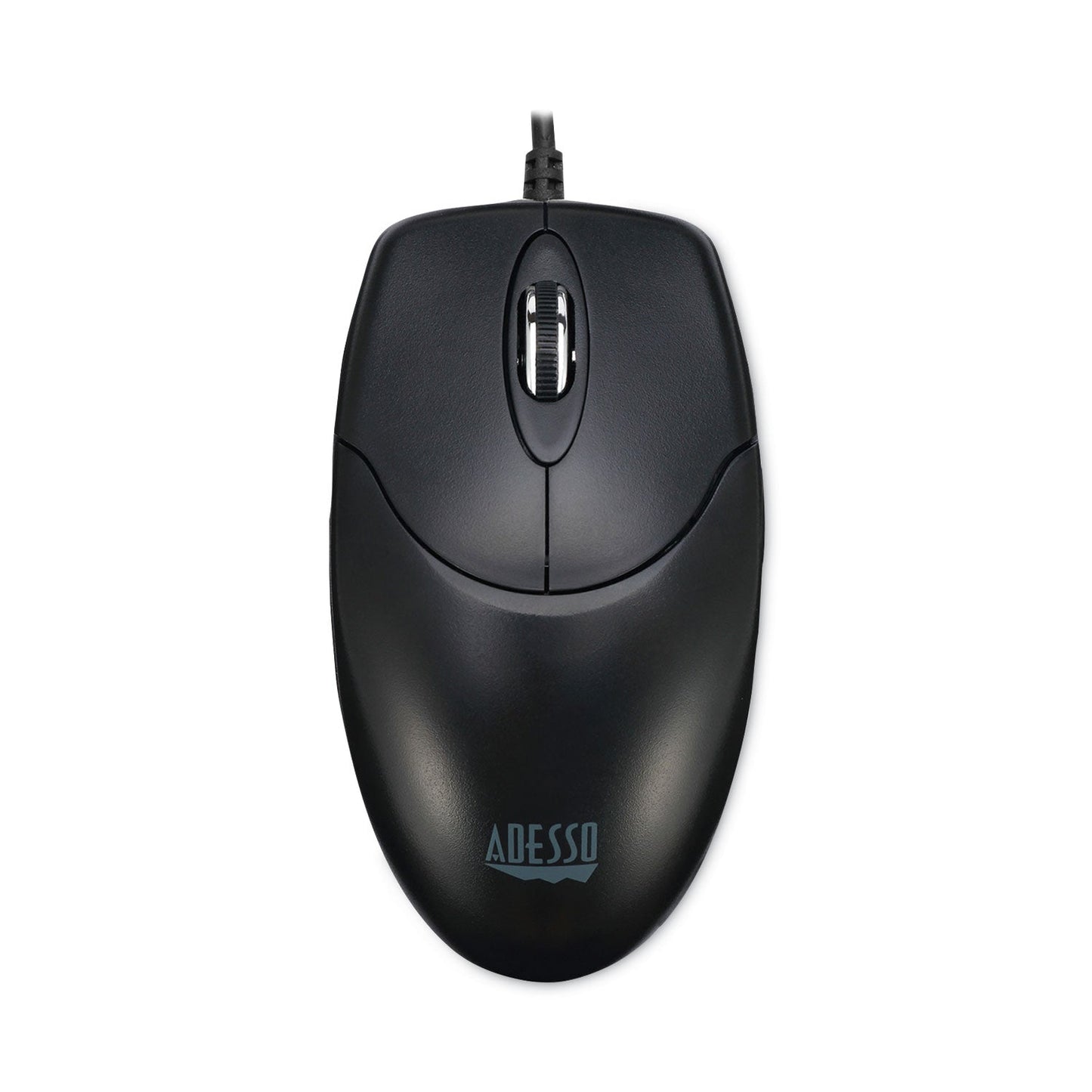 Adesso Three-Button Desktop Optical Scroll USB Mouse, USB 2.0, Left/Right Hand Use, Black