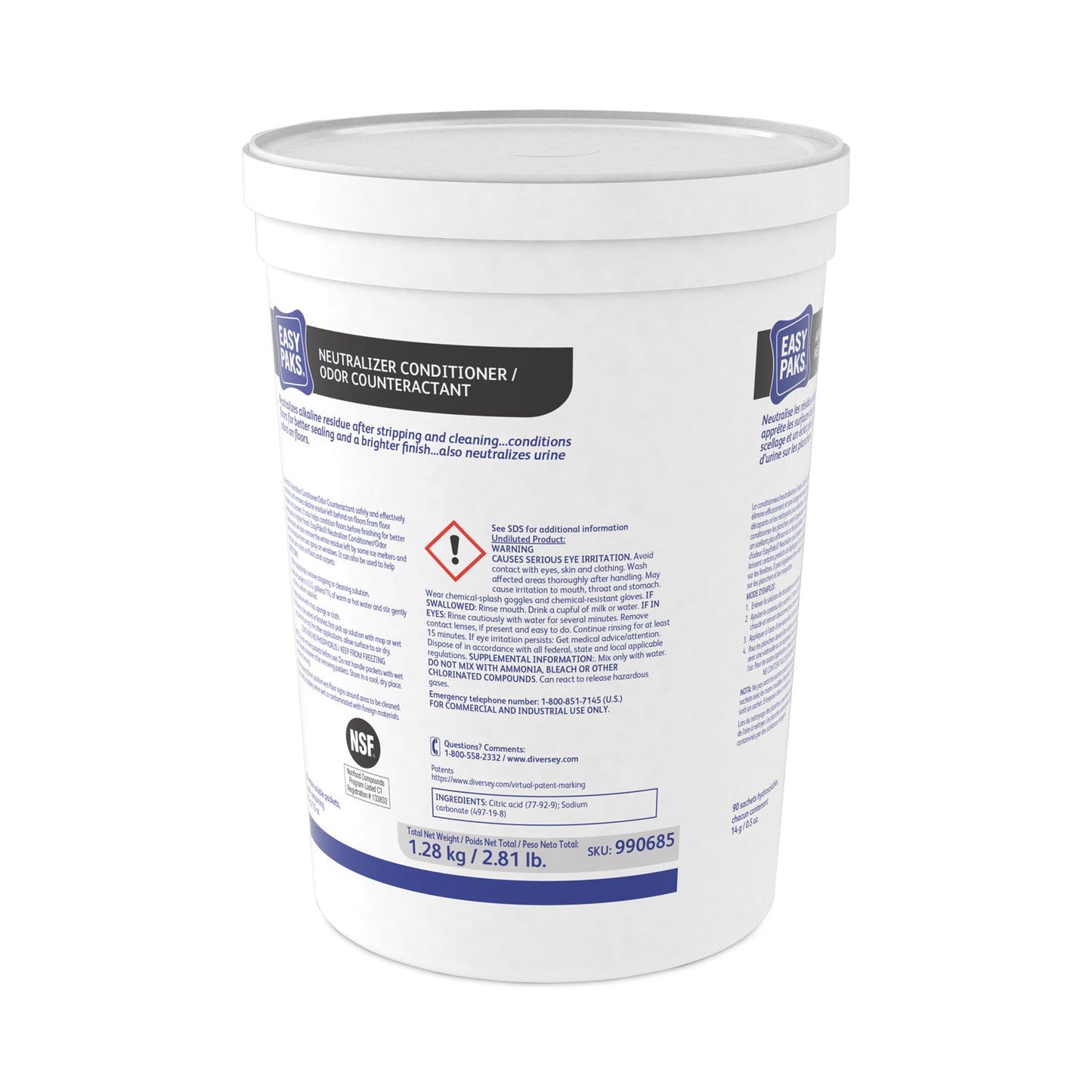 Easy Paks Neutralizer Conditioner/Odor Counteractant, 0.5 oz Packet, 90/Tub, 2 Tubs/Carton