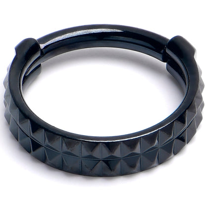 16G 5/16 BlackPVD Pyramid Cut Double Hoop 316L Surgical Steel Hinged Segment Ring