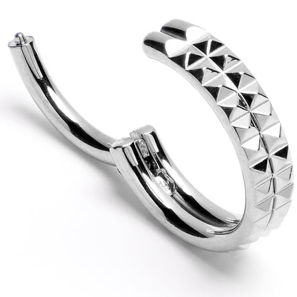 16G 5/16 Pyramid Cut Double Hoop 316L Surgical Steel Hinged Segment Ring