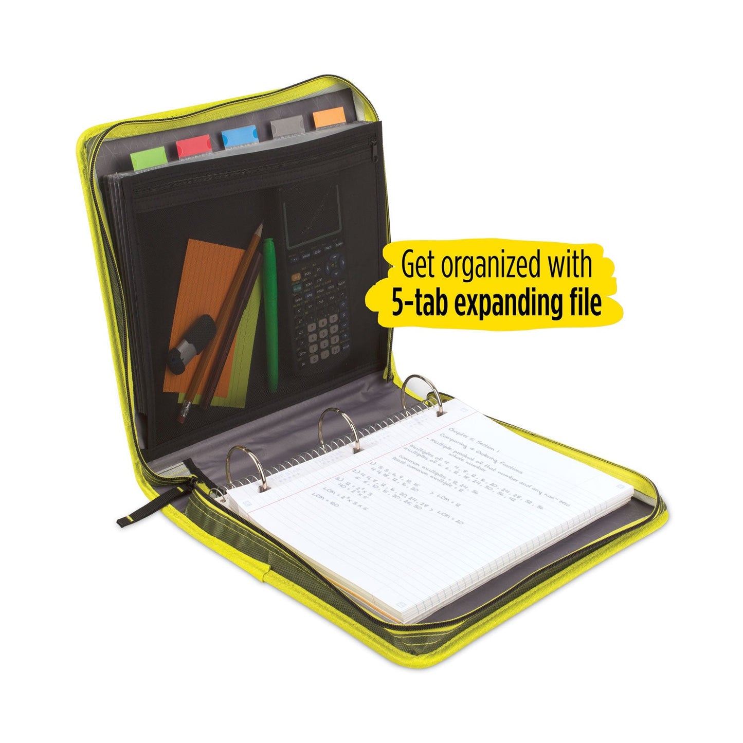 Five Star Zipper Binder and Expansion Panel, 3 Rings, 2" Capacity, 11 x 8.5, Assorted
