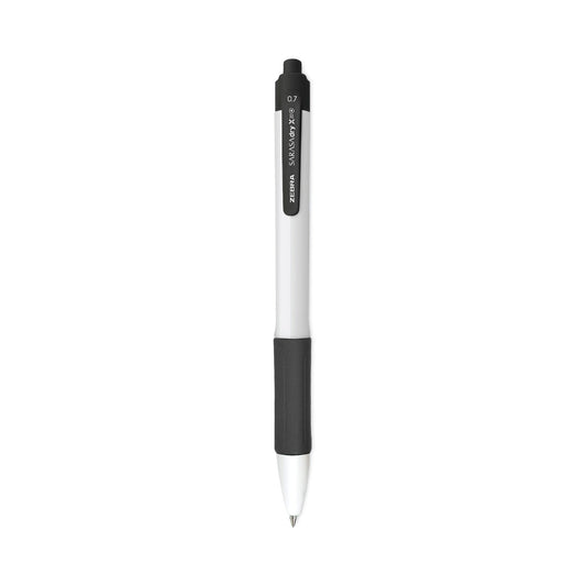 Zebra Sarasa Dry X20+ Gel Pen, Retractable, Fine 0.7 mm, Black Ink, White Barrel, Dozen