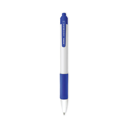 Zebra Sarasa Dry X20+ Gel Pen, Retractable, Fine 0.7 mm, Blue Ink, White Barrel, Dozen