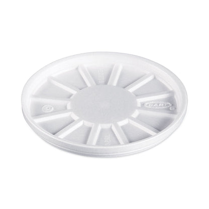 Dart Vented Foam Lids, 8 oz to 60 oz Cups, White, 50/Pack, 10 Packs/Carton