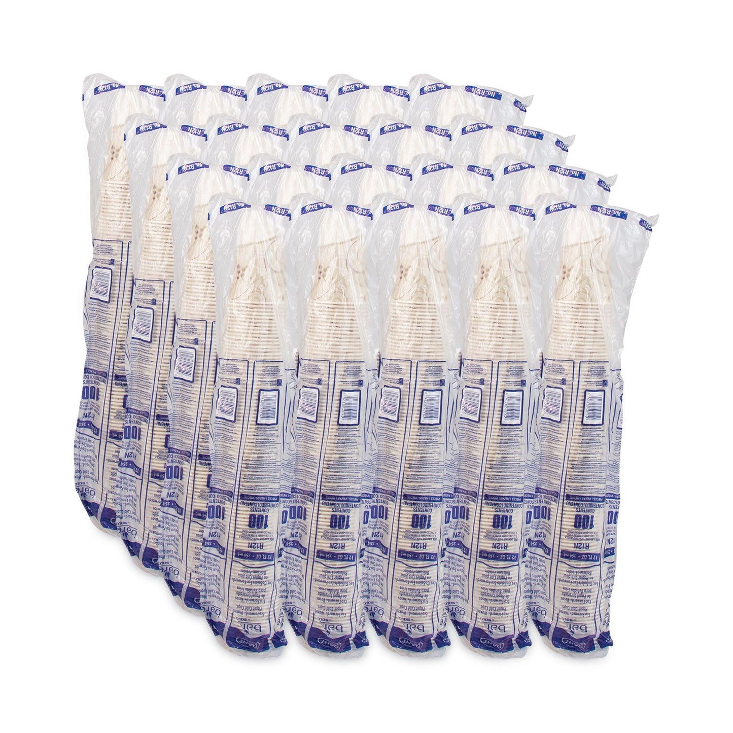 Dart Symphony Treated-Paper Cold Cups, 12 oz, White/Beige/Red, 100/Bag, 20 Bags/Carton