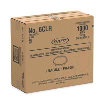 Dart Non-Vented Container Lids, Clear, Plastic, 100/Pack, 10 Packs/Carton
