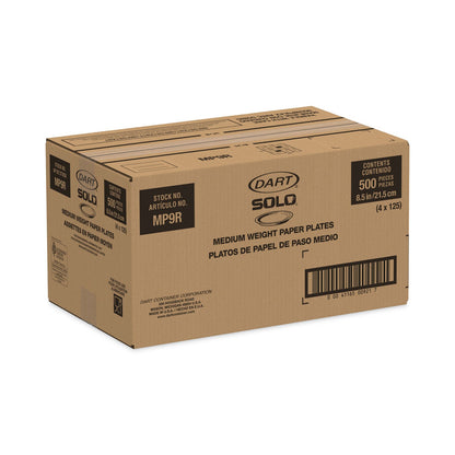 Dart Symphony Paper Dinnerware, Mediumweight Plate, 8.5" dia, Tan, 125/Pack, 4 Packs/Carton