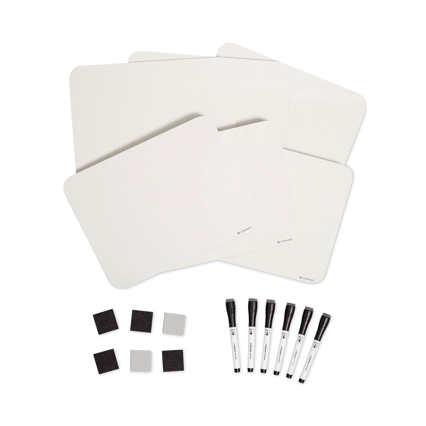 U Brands Single-Sided Dry Erase Lap Board, 12 x 9, White Surface, 6/Pack