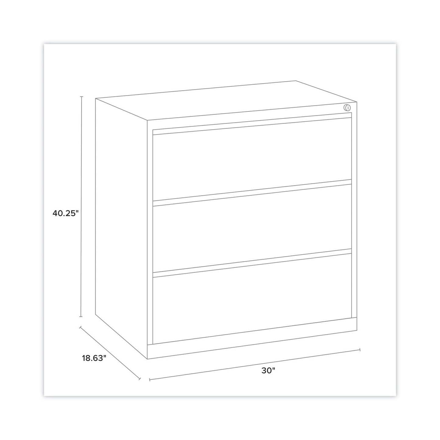 Hirsh Industries Lateral File Cabinet, 3 Letter/Legal/A4-Size File Drawers, Black, 30 x 18.62 x 40.25