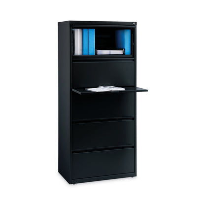 Hirsh Industries Lateral File Cabinet, 5 Letter/Legal/A4-Size File Drawers, Black, 30 x 18.62 x 67.62