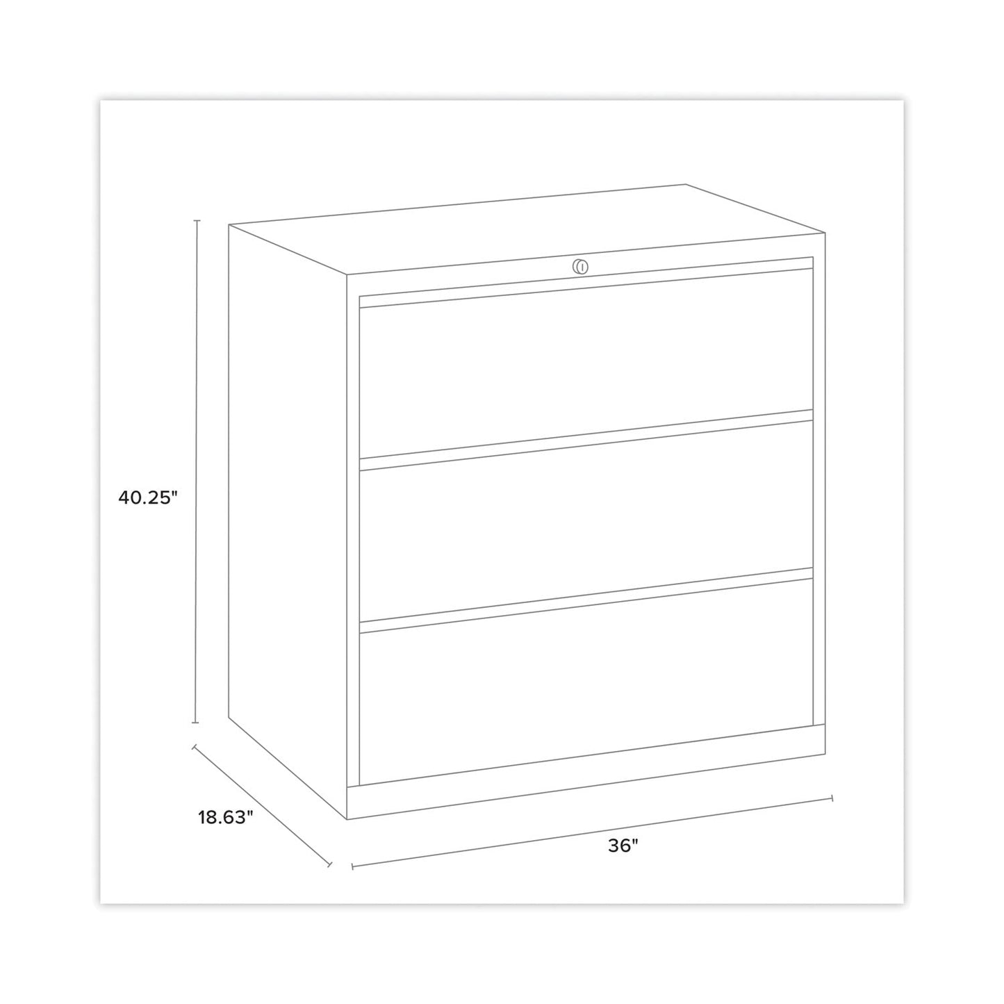 Hirsh Industries Lateral File Cabinet, 3 Letter/Legal/A4-Size File Drawers, Charcoal, 36 x 18.62 x 40.25