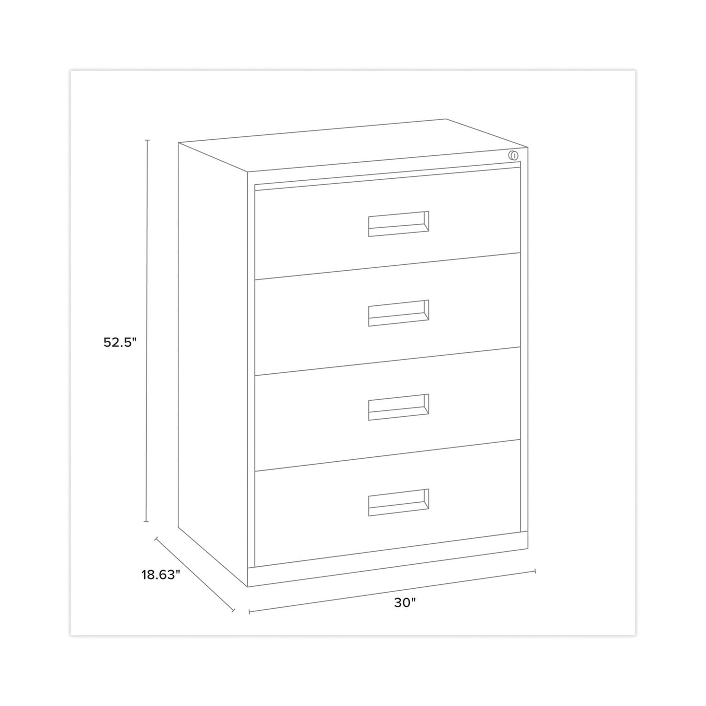 Hirsh Industries Lateral File Cabinet, 4 Letter/Legal/A4-Size File Drawers, Black, 30 x 18.62 x 52.5