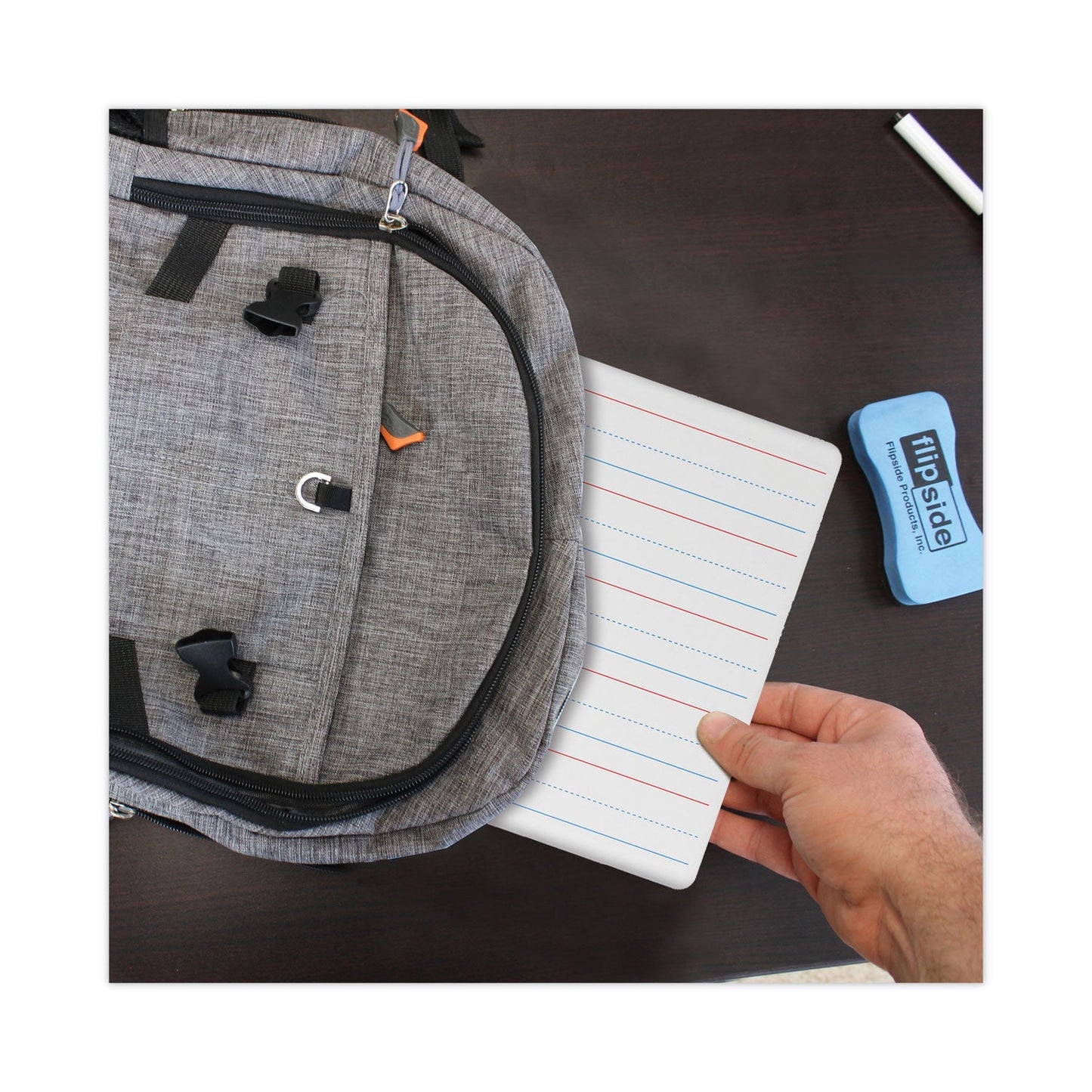 Flipside Two-Sided Red and Blue Ruled Dry Erase Board, 12 x 9, Ruled White Front, Unruled White Back, 24/Pack