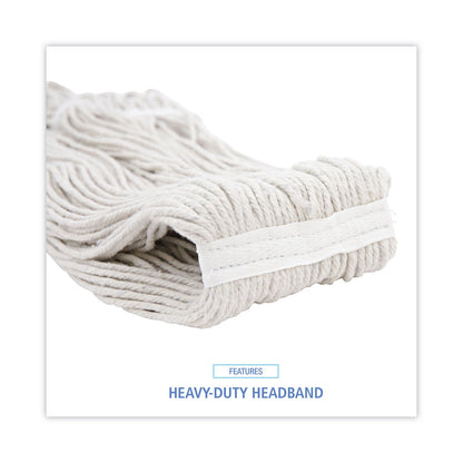 Boardwalk Premium Cut-End Wet Mop Heads, Rayon, 16oz, White, 12/Carton