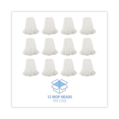 Boardwalk Premium Cut-End Wet Mop Heads, Rayon, 16oz, White, 12/Carton