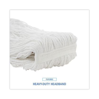 Boardwalk Premium Cut-End Wet Mop Heads, Rayon, 20oz, White, 12/Carton