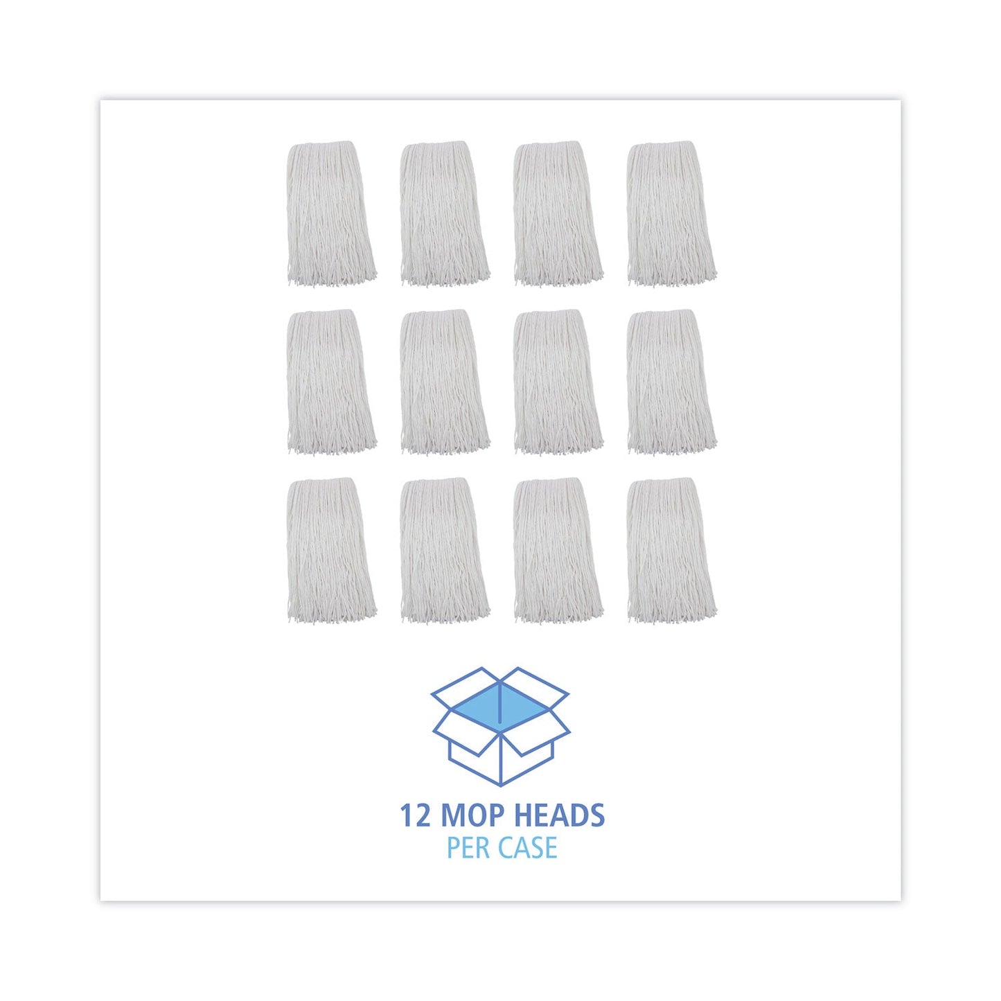 Boardwalk Premium Cut-End Wet Mop Heads, Rayon, 20oz, White, 12/Carton