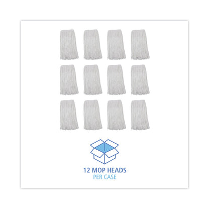 Boardwalk Premium Cut-End Wet Mop Heads, Rayon, 20oz, White, 12/Carton
