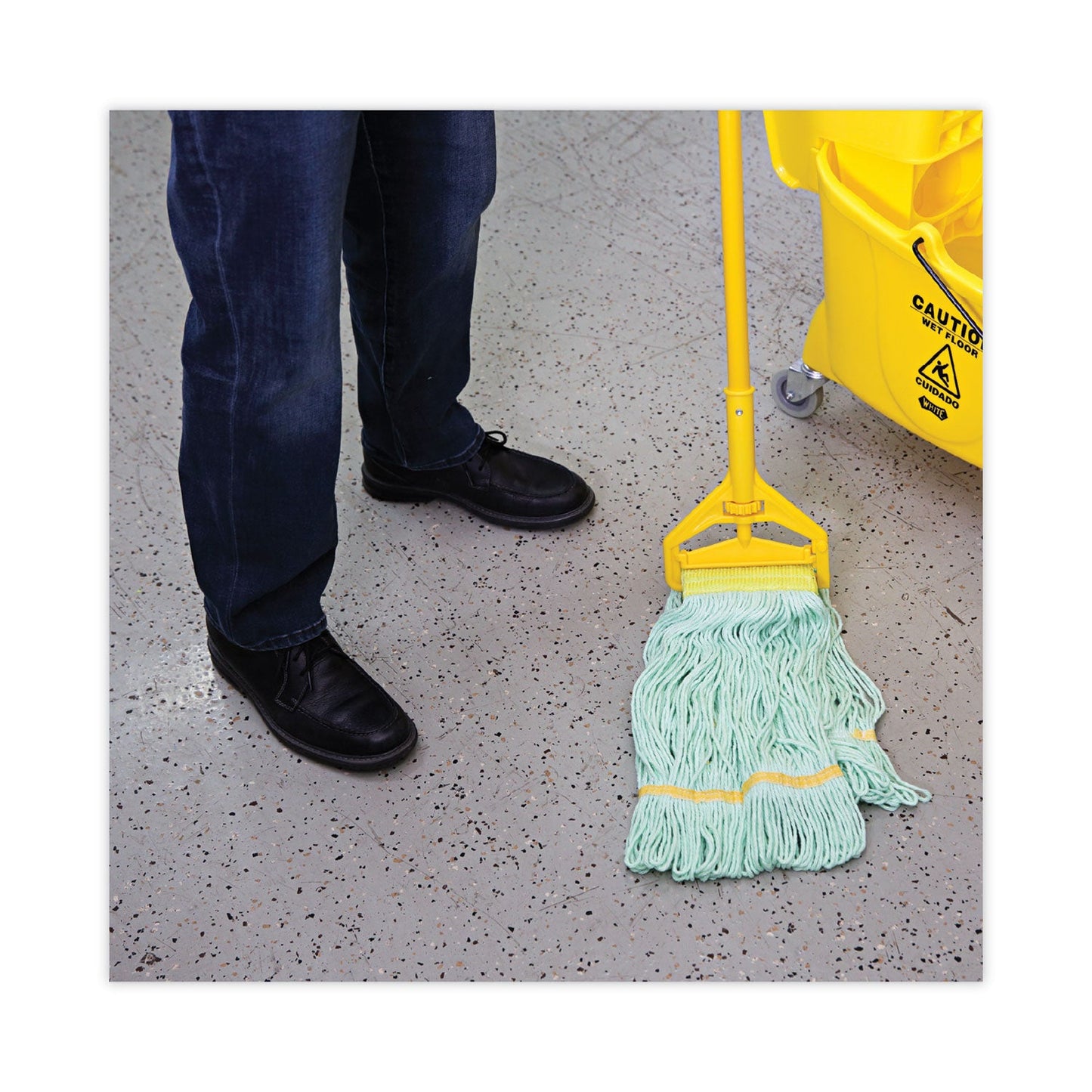 Boardwalk EcoMop Looped-End Mop Head, Recycled Fibers, Medium Size, Green