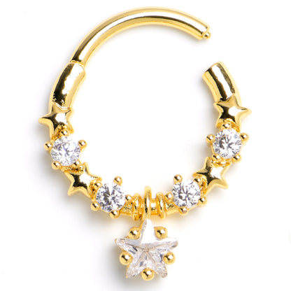 16G 3/8 Front Facing CZ Star Precision Hinge Segment Ring