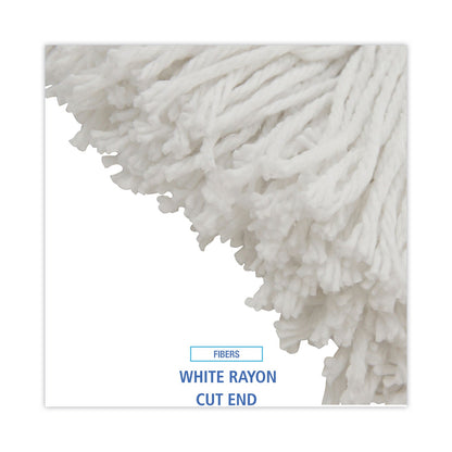 Boardwalk Mop Head, Value Standard Head, Rayon Fiber, Cut-End, Size No. 16, White, 12/Carton