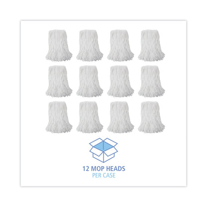 Boardwalk Mop Head, Value Standard Head, Rayon Fiber, Cut-End, Size No. 16, White, 12/Carton