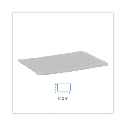 Boardwalk Light Duty Scour Pad, White, 6 x 9, White, 20/Carton