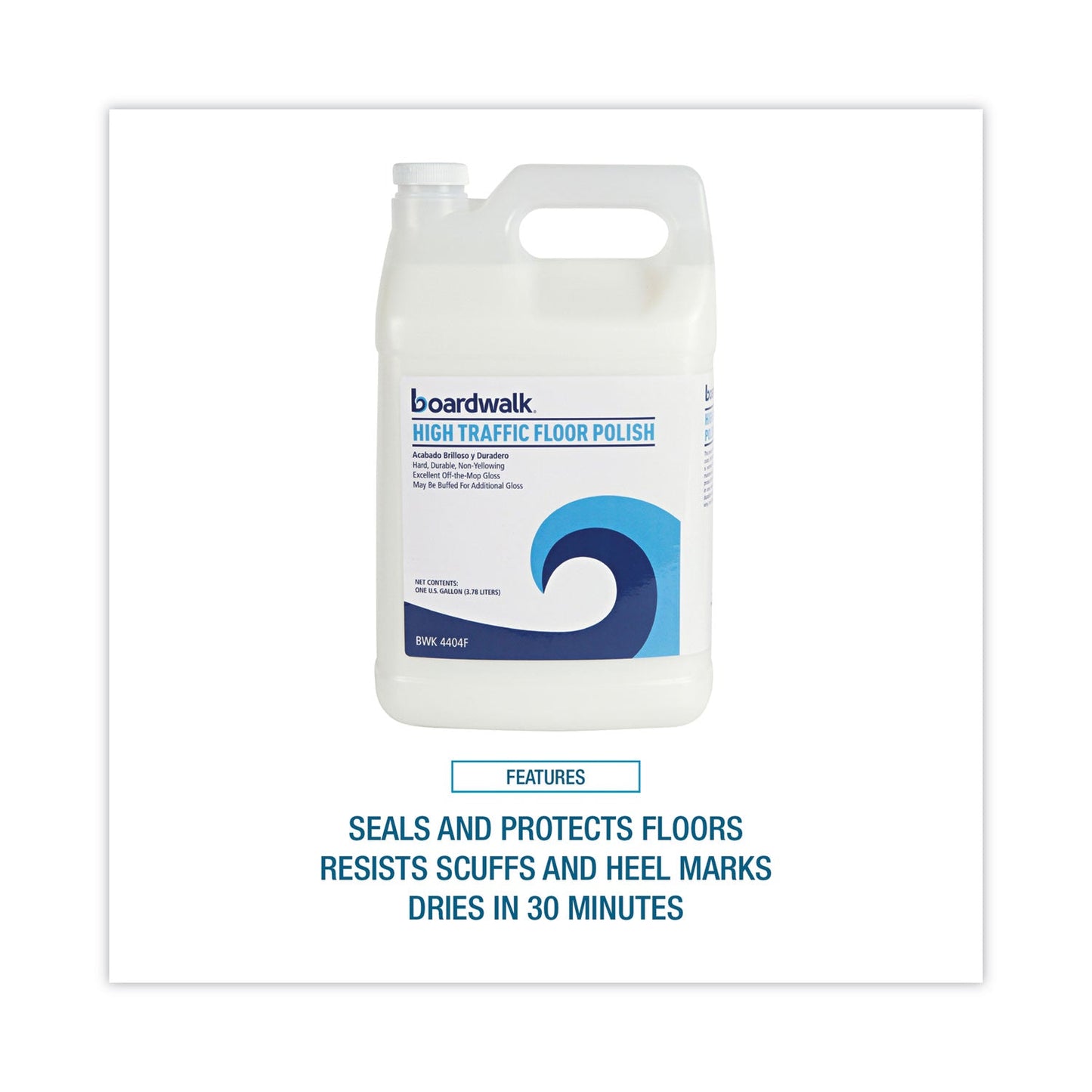 Boardwalk High Traffic Floor Polish, 1 gal Bottle, 4/Carton