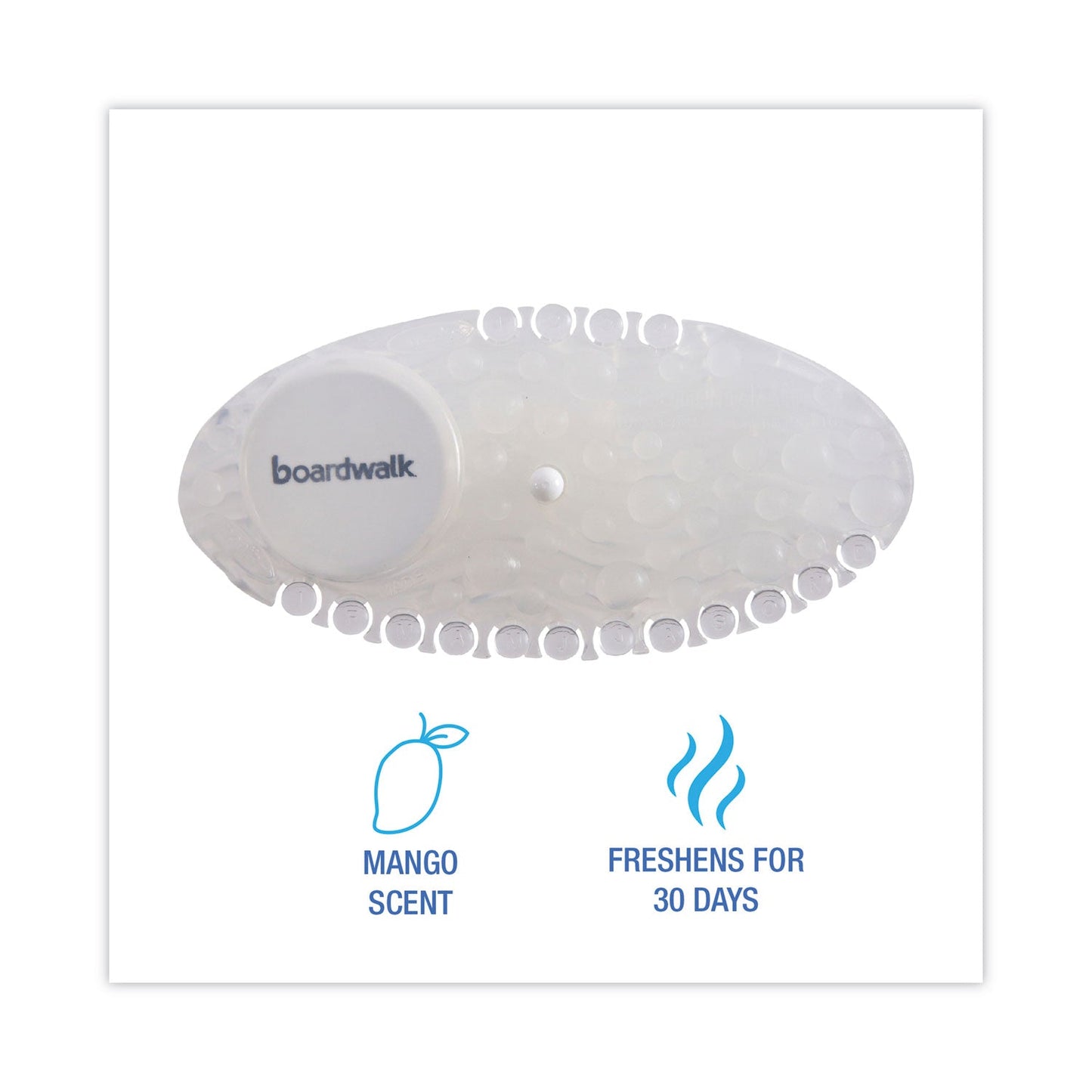 Boardwalk Curve Air Freshener, Mango, Solid, Clear, 10/Box