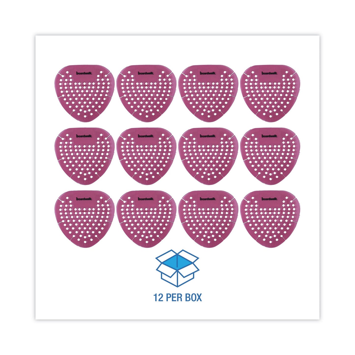 Boardwalk Gem Urinal Screens, Spiced Apple Scent, Red, 12/Box