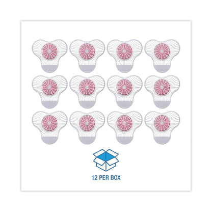 Boardwalk Urinal Screen with Para Deodorizer Block, Cherry Scent, 3 oz, Red/White, 12/Box