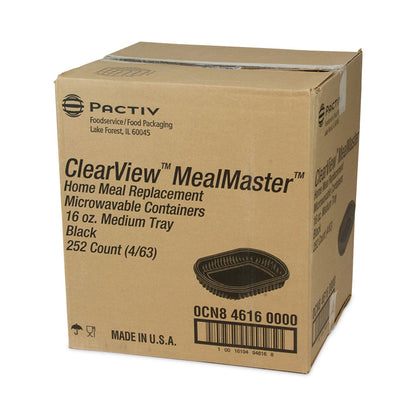 Pactiv Evergreen EarthChoice MealMaster Container, 16 oz, 8.13 x 6.5 x 1, Black, Plastic, 252/Carton
