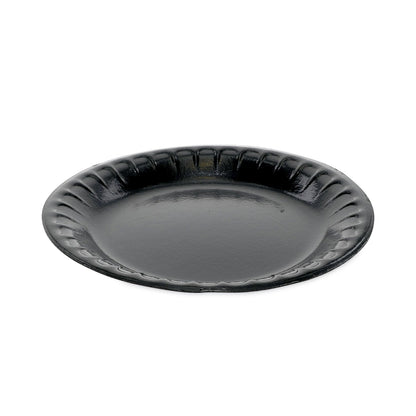 Pactiv Evergreen Placesetter Deluxe Laminated Foam Dinnerware, Plate, 6" dia, Black, 125/Pack, 8 Packs/Carton