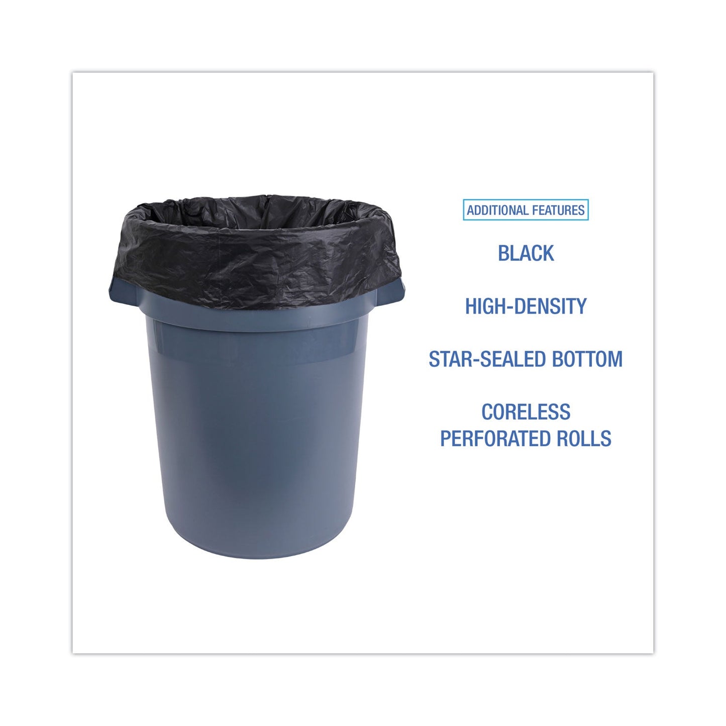 Boardwalk High-Density Can Liners, 45 gal, 19 microns, 40" x 46", Black, 150/Carton